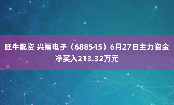 旺牛配资 兴福电子（688545）6月27日主力资金净买入213.32万元